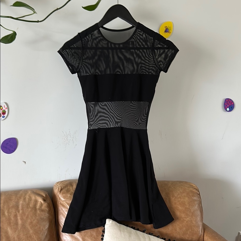 Elegant Black Mesh Panel Dress